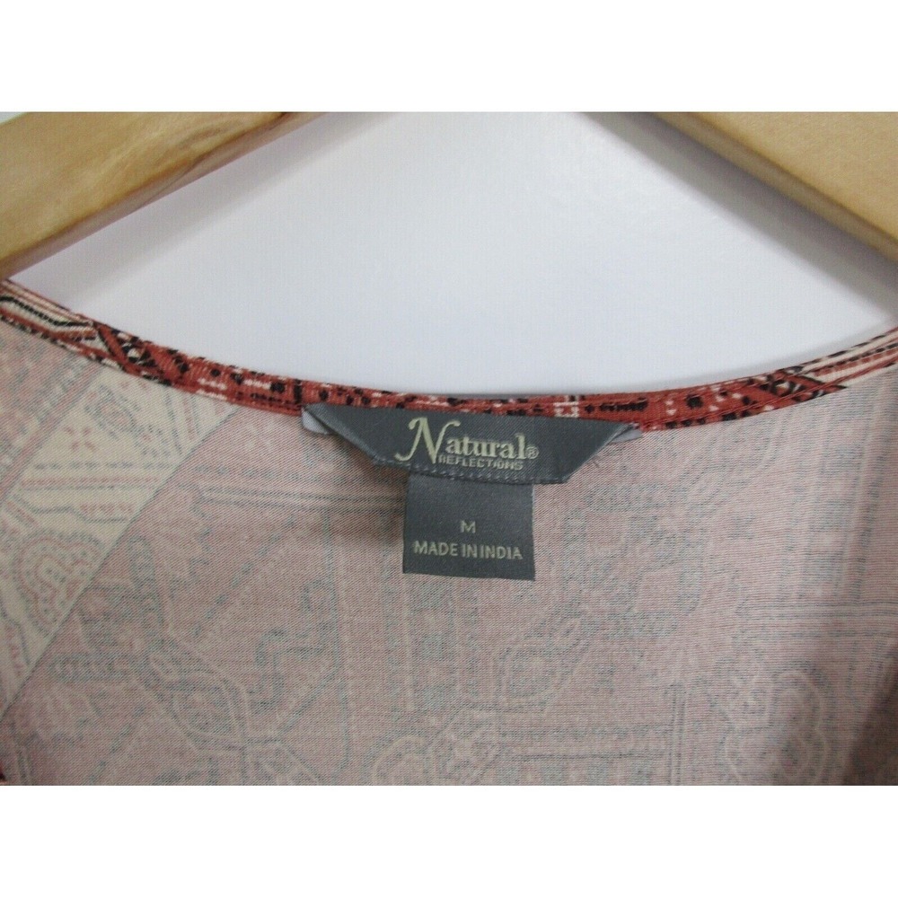 Natural Reflections Womens Faux Wrap Tribal Print Tie Maxi‎ Dress size M Red